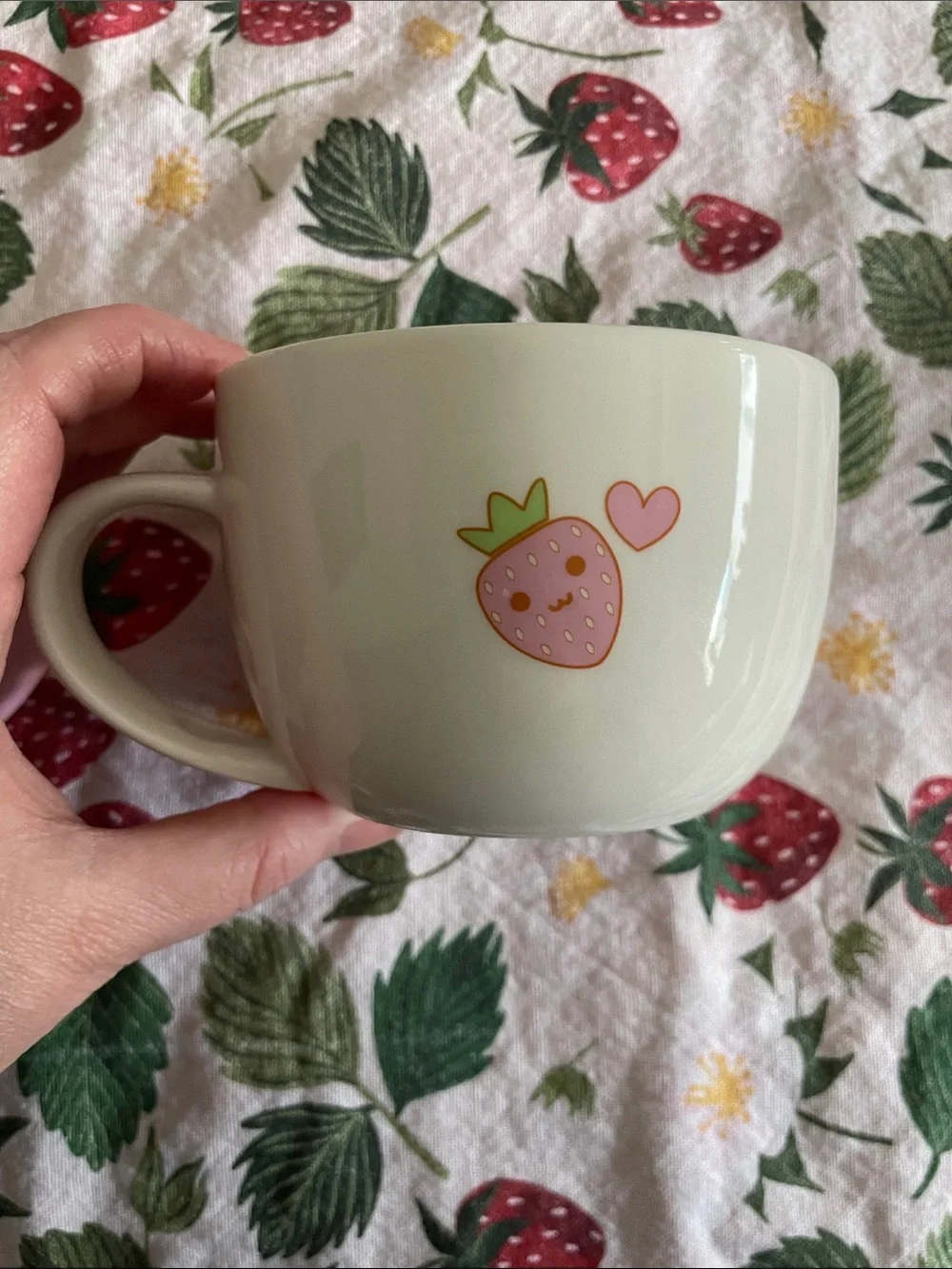 Stunned Mind Strawberry Kitty Cat Mug Pink White Kawaii Coffee Tea Cup Ceramic